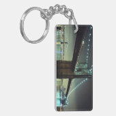 夜マンハッタン橋のブルックリン橋 キーホルダー (正面左)