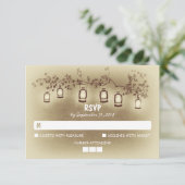 夜ライト-ランタン素朴な結婚RSVPのカード 出欠カード (スタンド正面)