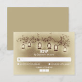 夜ライト-ランタン素朴な結婚RSVPのカード 出欠カード (正面/裏面)