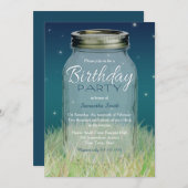 夜ヴィンテージの一見の誕生会のメーソンジャー 招待状 (正面/裏面)