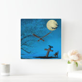 夜不気味の スクエア壁時計 (ホーム)