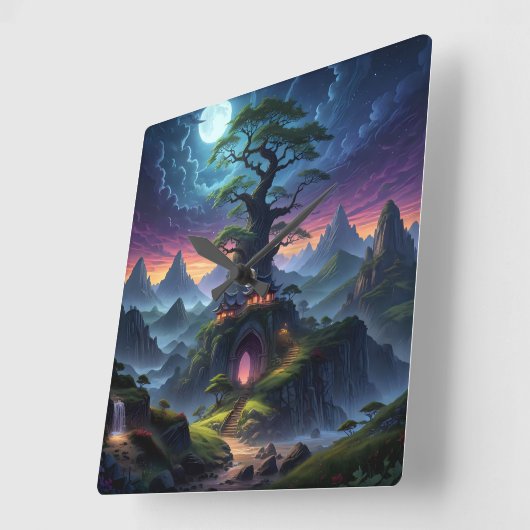 夜不気味 スクエア壁時計 (傾斜)