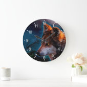 夜中の狼と月 ラージ壁時計 (ホーム)