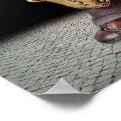 夜中の猫にサクソフォンの猫好きプレゼント ポスター (角)