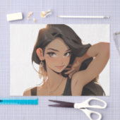 夜中の誘惑:黒いDの中のサルトリー・アニメの女性 薄葉紙 (クラフト)