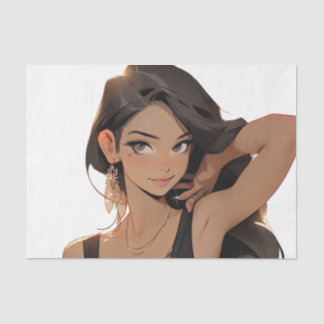 夜中の誘惑：黒いDの中のサルトリー・アニメの女性 薄葉紙