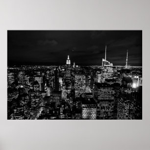 夜中の都市建物写真 ポスター