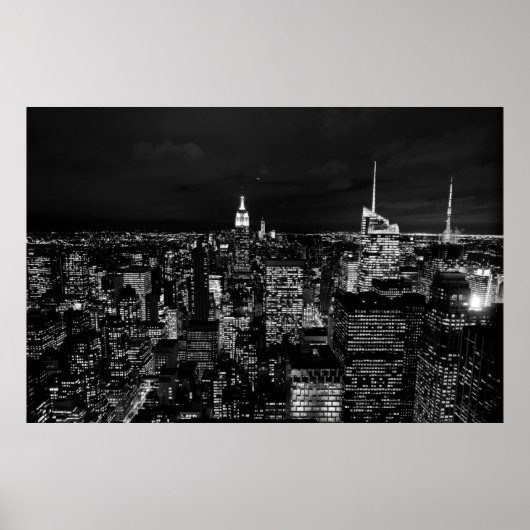 夜中の都市建物写真 ポスター (正面)