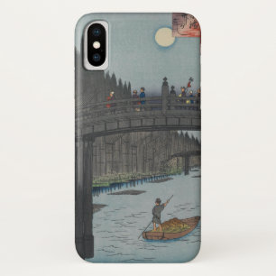 夜京橋ヴィンテージ浮世絵日本の画 iPhone X ケース