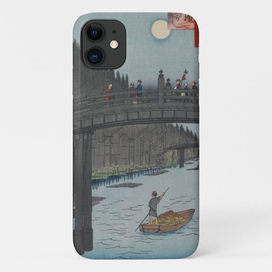 夜京橋ヴィンテージ浮世絵日本の画 Case-Mate iPhoneケース (裏面)