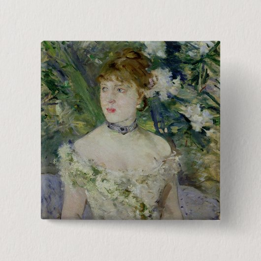 夜会服の若い女の子、1879年 缶バッジ (正面)