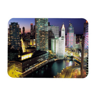 夜優れた屈曲の磁石のChicago川 マグネット