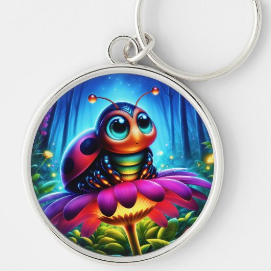 夜光る森の中の魔法の昆虫 キーホルダー (正面)