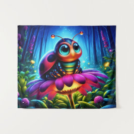 夜光る森の中の魔法の昆虫 タペストリー