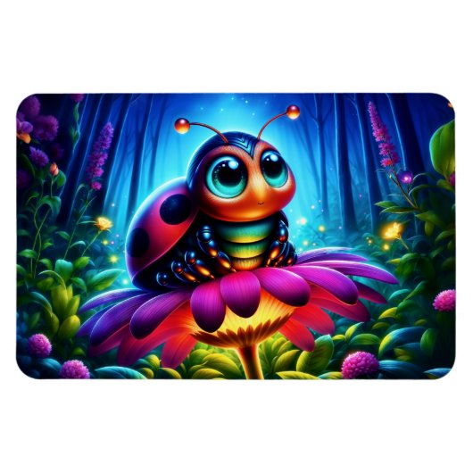 夜光る森の中の魔法の昆虫 マグネット (横)