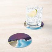 夜光虫 (エメラルドグリーンバージョン) ラウンドペーパーコースター (インサイチュ)