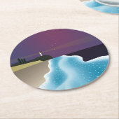 夜光虫 (エメラルドグリーンバージョン) ラウンドペーパーコースター (アングル)