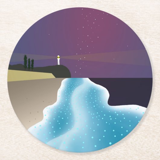 夜光虫 (エメラルドグリーンバージョン) ラウンドペーパーコースター (正面)