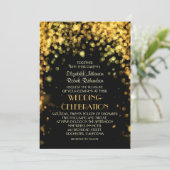 夜光黒モダン結婚式招待状 招待状 (スタンド正面)