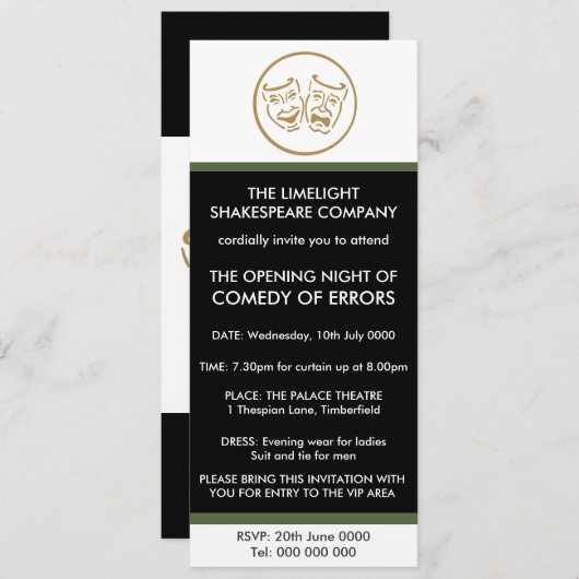 『夜劇マスクの開幕と閉幕』招待状 招待状 (正面/裏面)