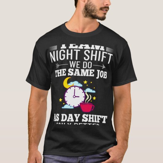 夜勤の仕事人 真夜中のコーヒー Tシャツ (正面)