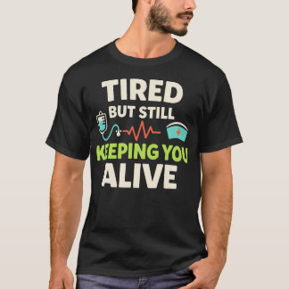夜勤看護師 倦怠看護師 RN コーヒーで夜勤を乗り切る Tシャツ
