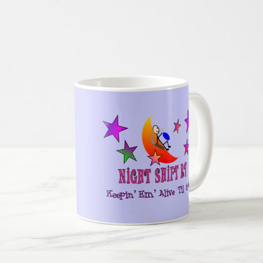 夜勤RTの月の棒の人 コーヒーマグカップ (正面右)