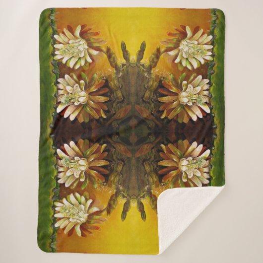 夜咲きのセレウス – サボテンの花 シェルパブランケット (正面)