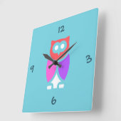 夜型の人、美しいピンク及び赤く、抽象的なポップアート スクエア壁時計 (傾斜)