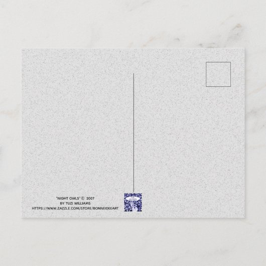 夜型フクロウお洒落ォレストウオーターカラーハガキ ポストカード (裏面)