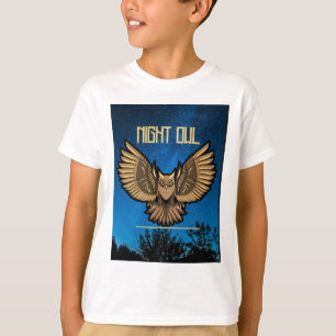 夜型フクロウがハイキッズベーシックに舞い上がる Tシャツ