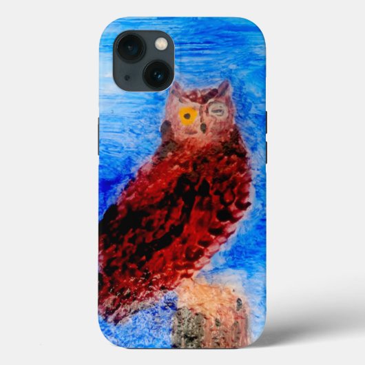 夜型フクロウの鳥アート Case-Mate iPhoneケース (裏面)