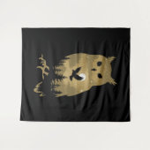 夜型フクロウシルエット タペストリー (正面(横))