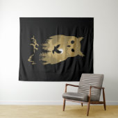 夜型フクロウシルエット タペストリー (インサイチュ(横))