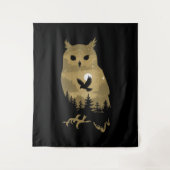 夜型フクロウシルエット タペストリー (正面)