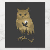 夜型フクロウシルエット ワインラベル (シングルラベル)