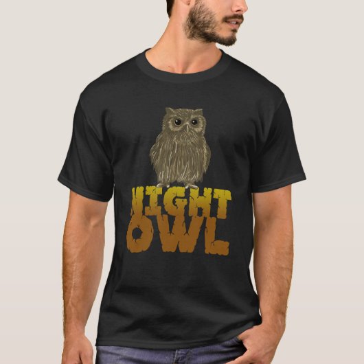 夜型フクロウ夜行性捕食動物 Tシャツ (正面)