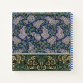 夜型フクロウ、ライラック、葉アールヌーボーフローラ ノートブック (裏面)