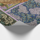 夜型フクロウ、ライラック、葉アールヌーボーフローラ ラッピングペーパー (角)