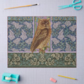 夜型フクロウ、ライラック、葉アールヌーボーフローラ 薄葉紙 (クラフト)