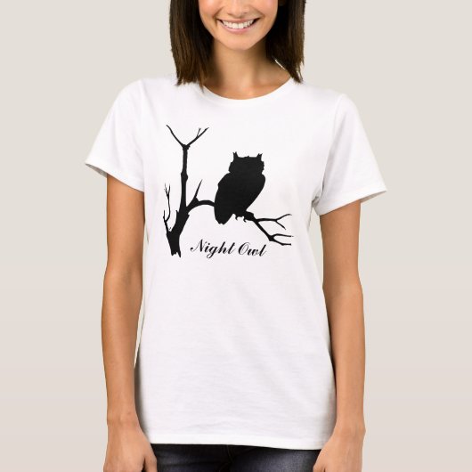 夜型：フクロウのシルエットTシャツ Tシャツ (正面)