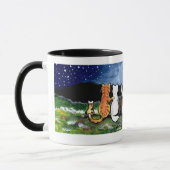 "夜場面の月の猫"猫の友人、マグ マグカップ (左)
