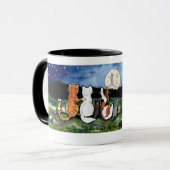 "夜場面の月の猫"猫の友人、マグ マグカップ (正面左)