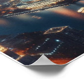 夜壁ポスターの街のスカイライン ポスター (角)