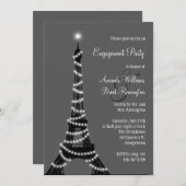 夜婚約パーティの招待状のパリ 招待状 (正面/裏面)