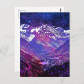 夜山雪の風景 ポストカード (正面/裏面)