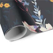 夜庭に継ぎ目のない花柄 ラッピングペーパー (ロールコーナー)