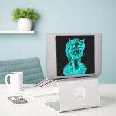 夜怒の黒い狼 シール (デスク上のノートパソコン)