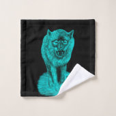 夜怒の黒い狼 バスタオルセット (ウォッシュタオル)