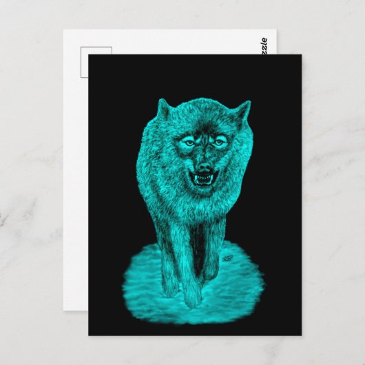 夜怒の黒い狼 ポストカード (正面/裏面)